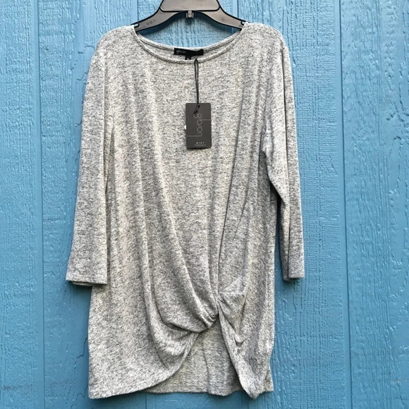 NWT Gibson Grey Scoop Neck Twist Front Top XS - Picture 2 of 6